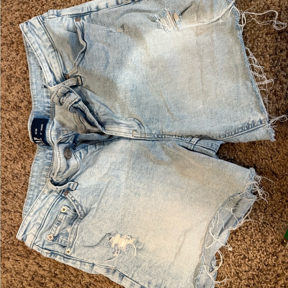 GAP Distressed Light Blue Denim Shorts